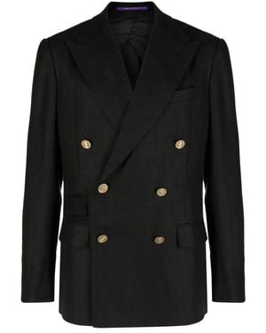 Ralph Lauren Notched-Lapels Double-Breasted Blazer - Black