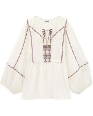 Ba&sh Poeme Embroidered Tassel-Detail Blouse - White