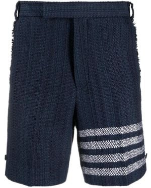 Thom Browne 4 Bar-Stripe Tweed Shorts - Blue