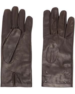 Maison Margiela Guanti Con Cuciture Decorative - Marrone