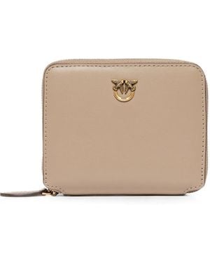 Pinko Love Birds Leather Wallet - Natural