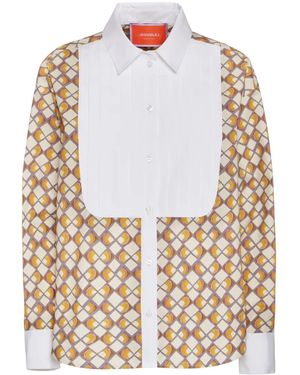 La DoubleJ Geometric-Print Shirt - White