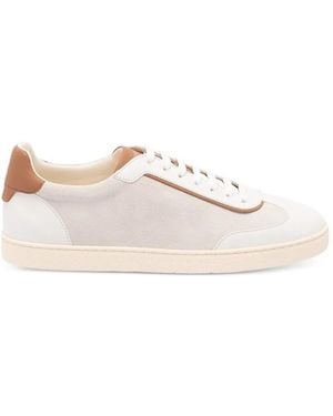 Brunello Cucinelli Leather Panelled Low-Top Trainers - Natural
