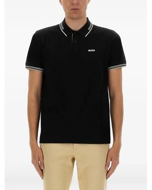 BOSS Tipped Polo Shirt - Black