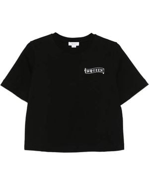 McQueen T-Shirt À Logo Brodé - Noir