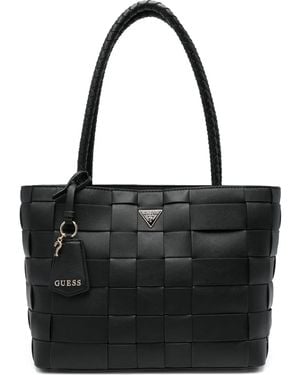 Guess Maylee woven-leather tote bag - Schwarz