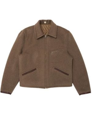 TAIGA TAKAHASHI Surchemise Lot.332 Zippée À Finitions En Cuir - Marron