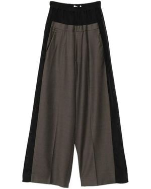 Lutz Huelle Contrast-Panel Wide-Leg Trousers - Grey
