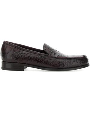 Lidfort Embossed-Crocodile Loafers - Black