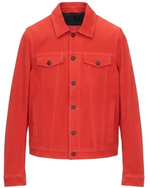 Isaia Long-Sleeve Denim Jacket - Red