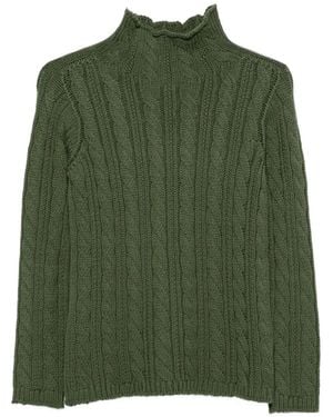 19.61 MILANO Ursula Rollkragenpullover Mit Zopfmuster - Grün