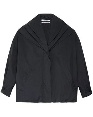 Another Tomorrow Water-Repellent Hooded Cocoon Jacket - Blue