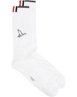 Thom Browne Logo-Tag Socks - White