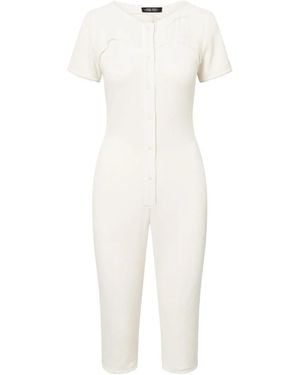 Elena Velez Y6 Long Johns Ribbed-Knit Jumpsuit - White