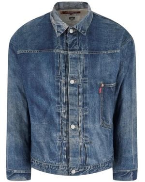Junya Watanabe Logo-Detail Denim Jacket - Blue