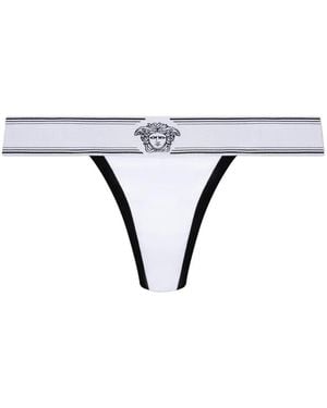 Versace Medusa Tanga Mit Logo-Bund - Weiß
