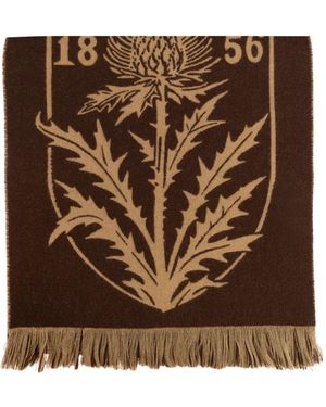 Burberry Thistle Shield Wool Scarf - Brown