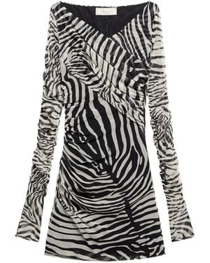 Blumarine Zebra-Print Fitted Dress - Black