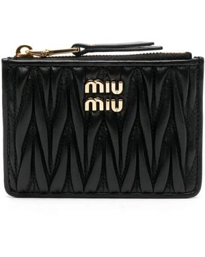 Miu Miu Cartera con letras del logo - Negro
