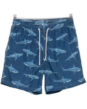 MC2 Saint Barth Shark-Print Swim Shorts - Blue