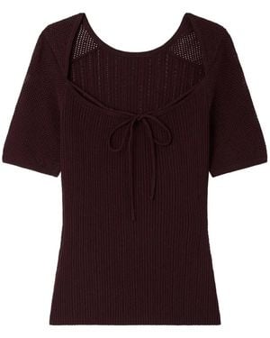 Sessun Limone Ribbed Open-Back T-Shirt - Red