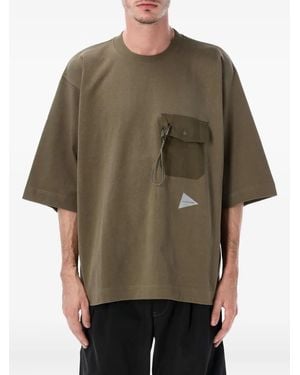 and wander Pocket T-Shirt - Brown