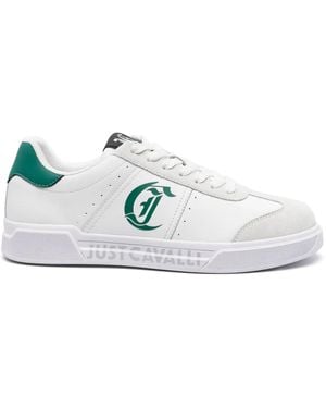 Just Cavalli Logo-Print Leather Trainers - White