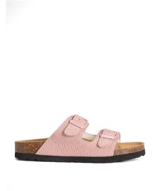 Woolrich Printed Buckle Leather Sandals - Pink