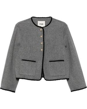 Maje Gardenia Braid-Trim Single-Breasted Jacket - Gray