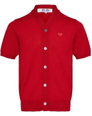 COMME DES GARÇONS PLAY Play Short-Sleeve Cardigan - Red