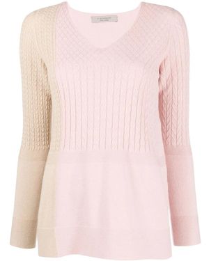 D.exterior Colour-Block Cable-Knit Sweater - Pink