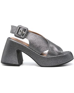 Ganni 95Mm Glitter Sandals - Gray