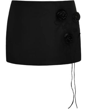 ANOUKI Floral-Appliqué Miniskirt - Black