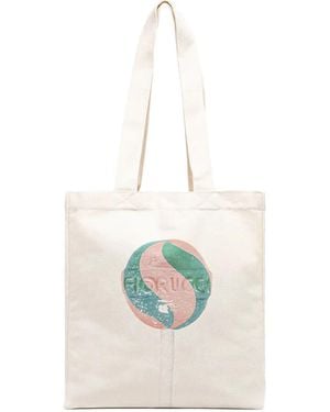 Fiorucci Lollipop Print Canvas Tote Bag - White