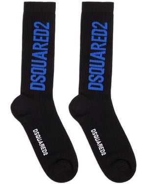 DSquared² Logo Stretch-Cotton Socks - Black