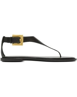 Balmain Anthem Flat Toe-Post Sandals - Brown