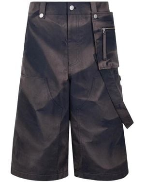 JiyongKim Sun-Bleached Work Shorts - Blue