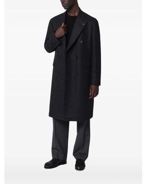 Tagliatore Check-Pattern Double-Breasted Coat - Black