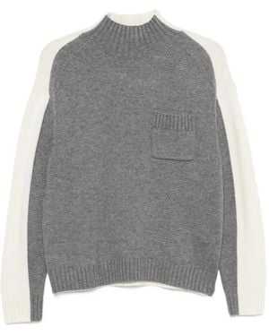 Semicouture Two-Tone Pocket-Detail Sweater - Grey