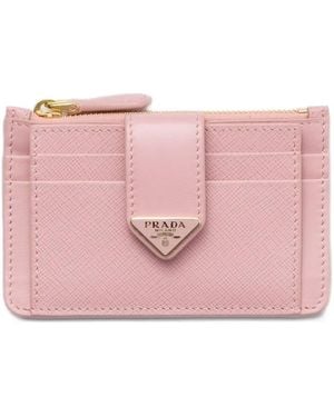 Prada Leather Card Holder - Pink