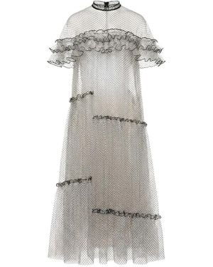 Gemy Maalouf Dotted Ruffled Midi Dress - White