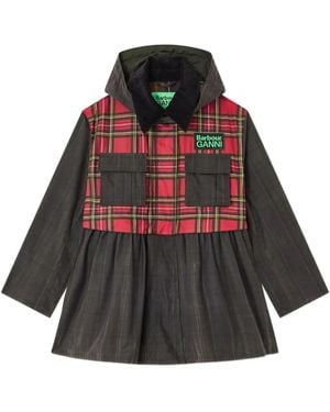 Ganni X Barbour Tartan Peplum Coat - Red