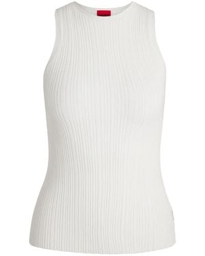 HUGO Ribbed-Knit Tank Top - White