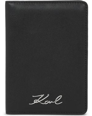 KARL LAGERFELD K/Signature Passport Wallet - Black