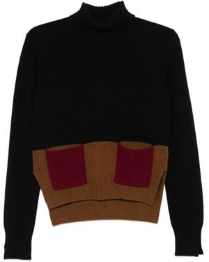 Plan C Jersey con bolsillo y cuello alto - Negro