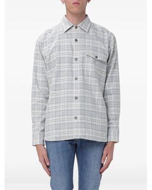 Brooksfield Checked Cotton Shirt - Gray