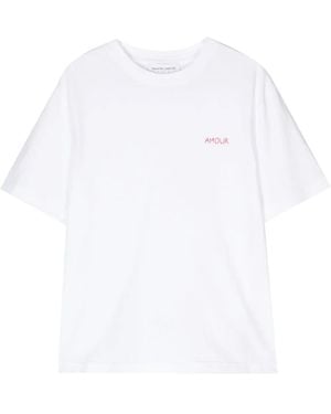 Maison Labiche Slogan-Embroidered Cotton T-Shirt - White