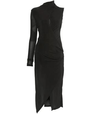 Pinko Cadillac Asymmetric Cut-Out Midi Dress - Black