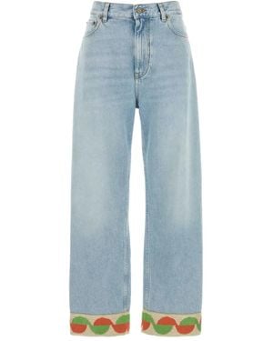 Valentino Garavani Jacquard-Trim Jeans - Blue