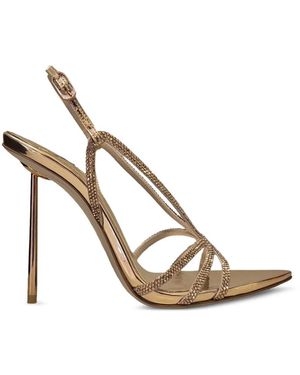 Le Silla Euginie Crystal-Embellished Pointed-Toe Sandals - Bianco